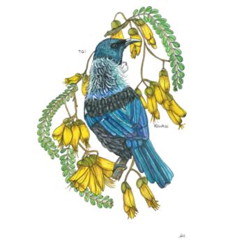 Tui + Kowhai - AS Colour Womens Maple Tee Design