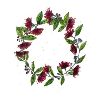 Pohutukawa Wreath - AS Colour Womens Maple Tee Design