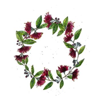 pohutukawa wreath Ceramic Coaster Design