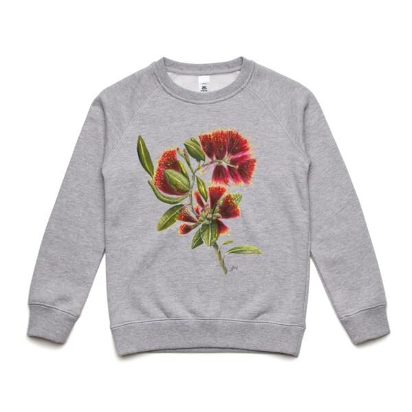 Pohutukawa Portrait - AS Colour kids Crew Sweater Thumbnail