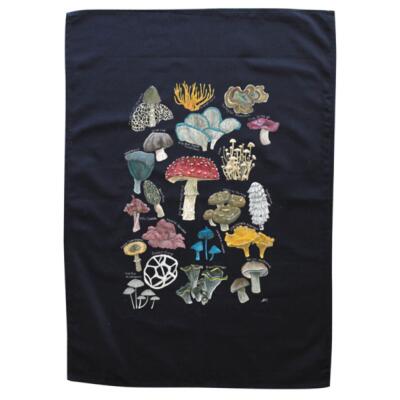 Mushrooms & Fungi - Black Tea Towel Thumbnail
