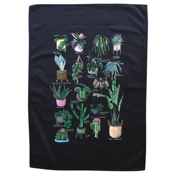 17 Indoor Plants - Black Tea Towel Thumbnail