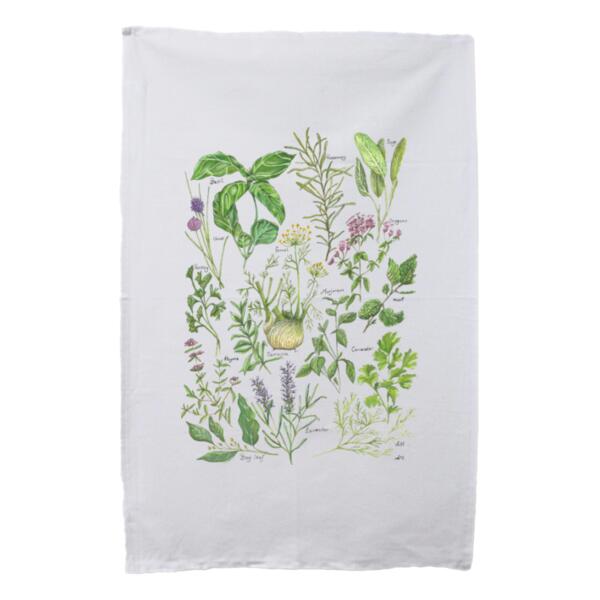 Garden Herbs - White Tea Towel Thumbnail